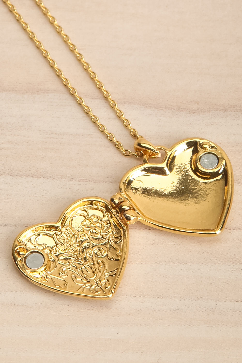 Nessima Gold-Plated Heart Locket Necklace | La petite garçonne close-up
