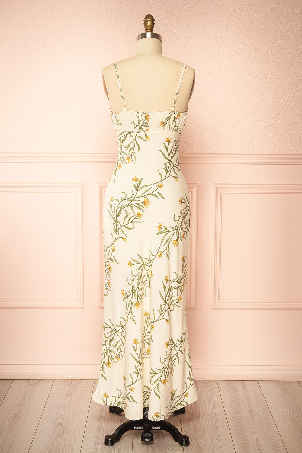 Nevan Ivory Floral Midi Dress with Front Tie Detail | Boutique 1861 back view