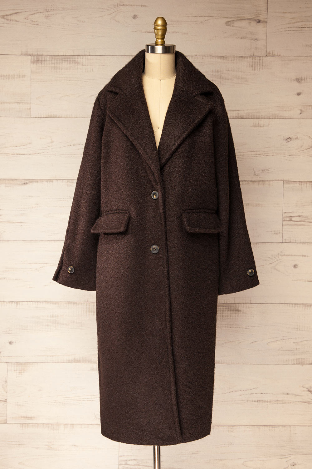 Newark Brown Felt Coat | La petite garçonne front view