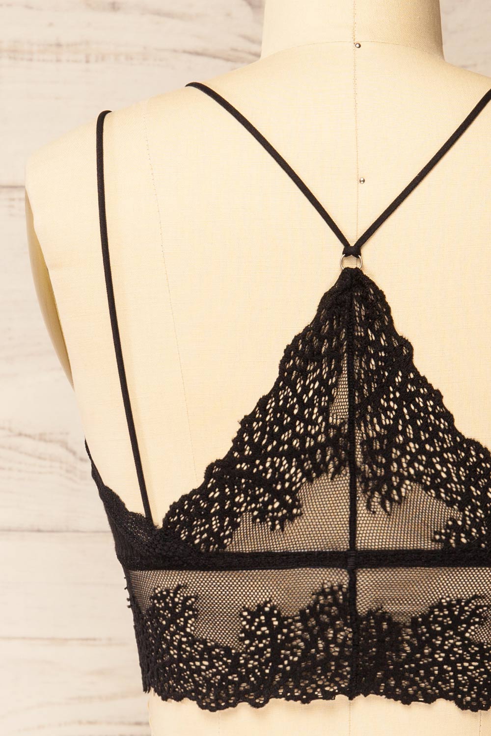 Neyla Black Ribbed Bralette w/ Lace Back | La petite garçonne back