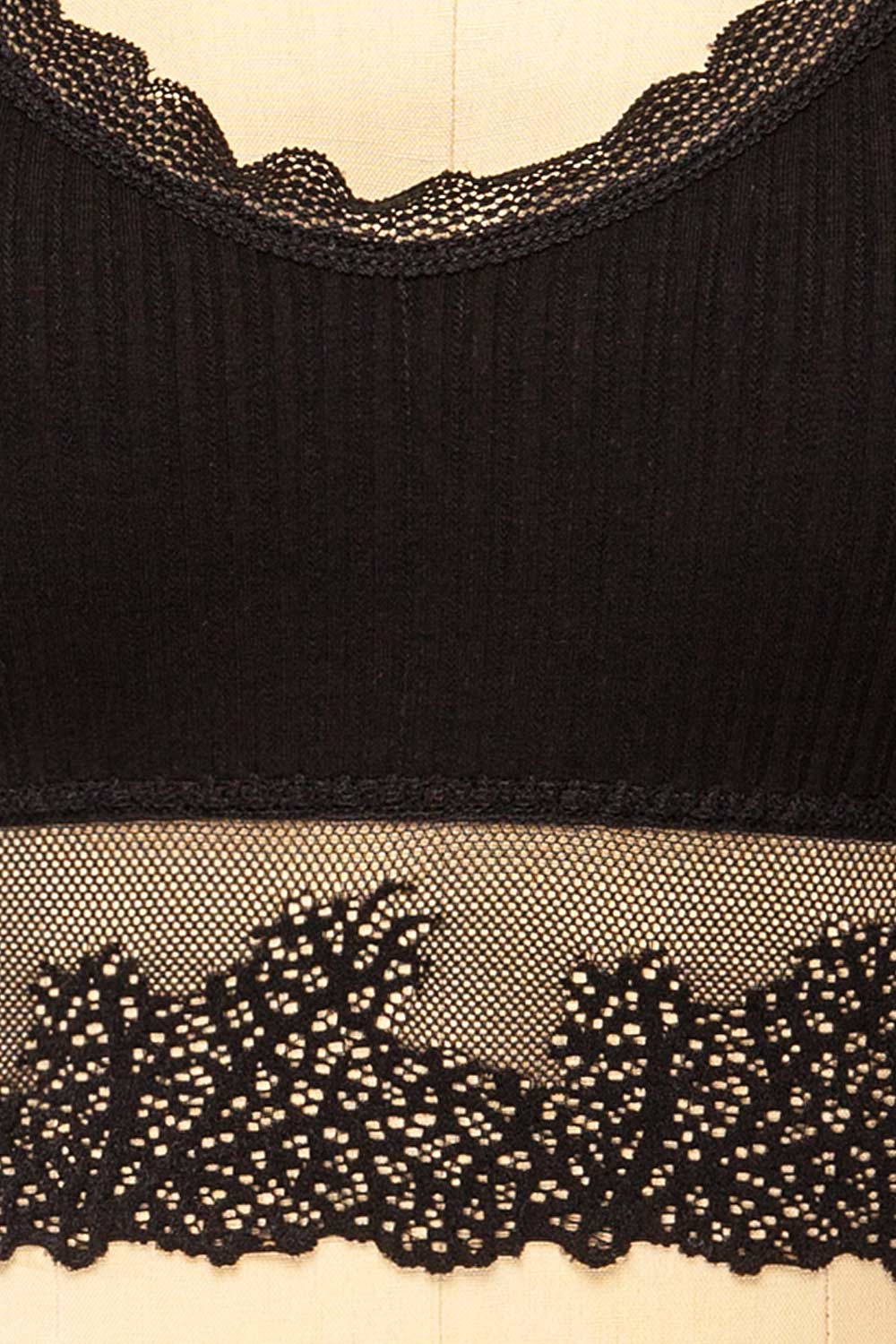 Neyla Black Ribbed Bralette w/ Lace Back | La petite garçonne bottom