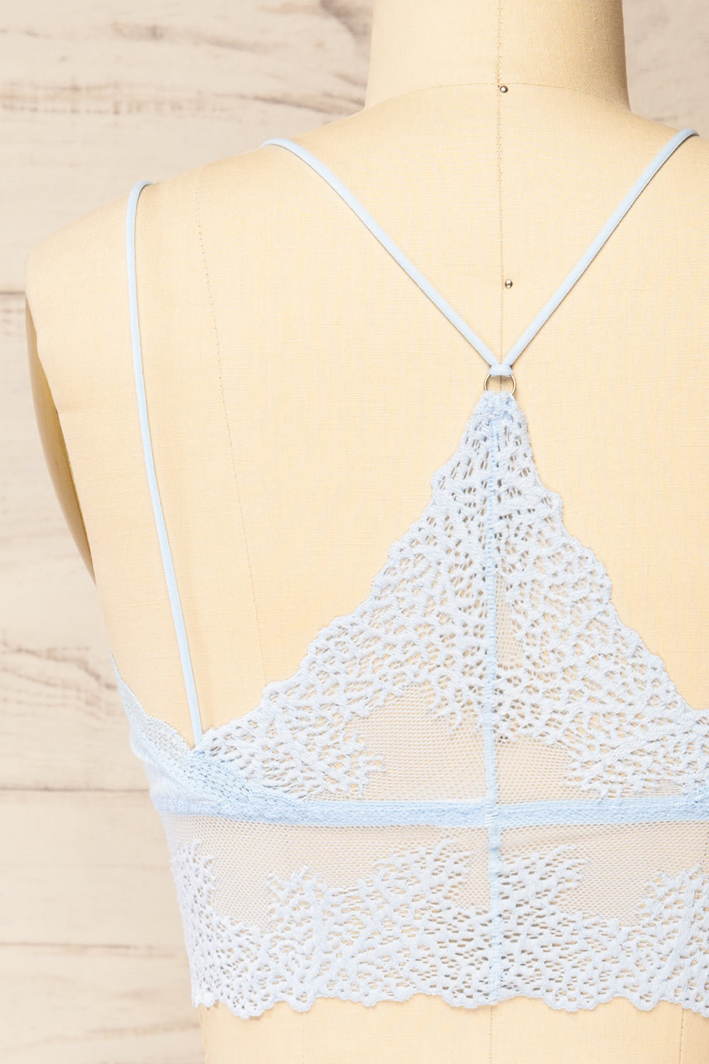 Neyla Blue Ribbed Bralette w/ Lace Back | La petite garçonne back