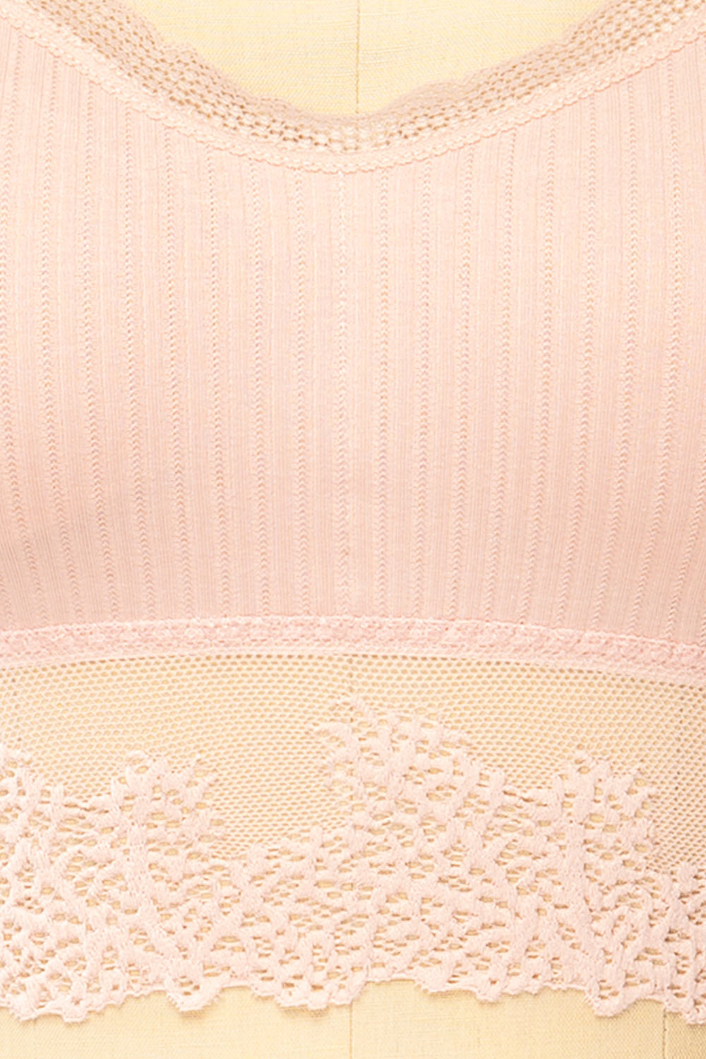 Neyla Blush Ribbed Bralette w/ Lace Back | La petite garçonne fabric