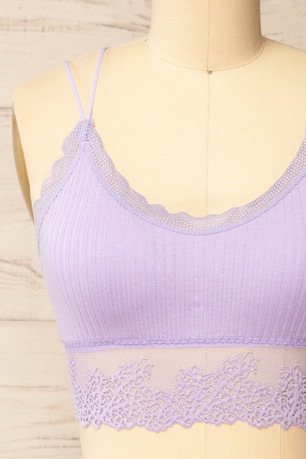 Neyla Lavender Ribbed Bralette w/ Lace Back | La petite garçonne front