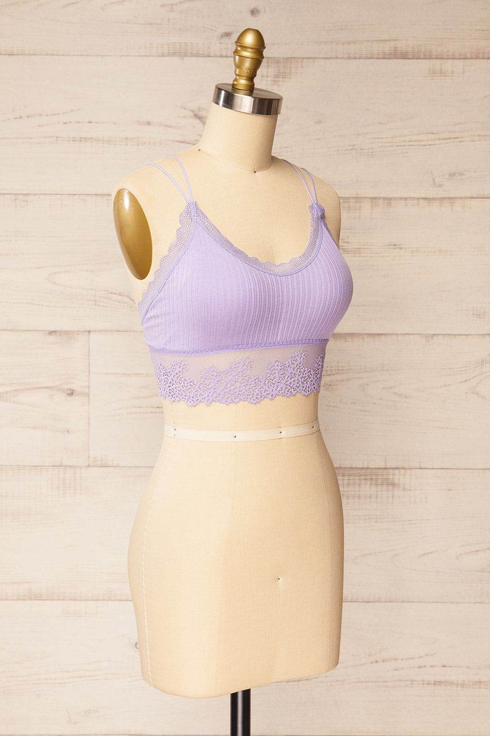 Neyla Lavender Ribbed Bralette w/ Lace Back | La petite garçonne side view