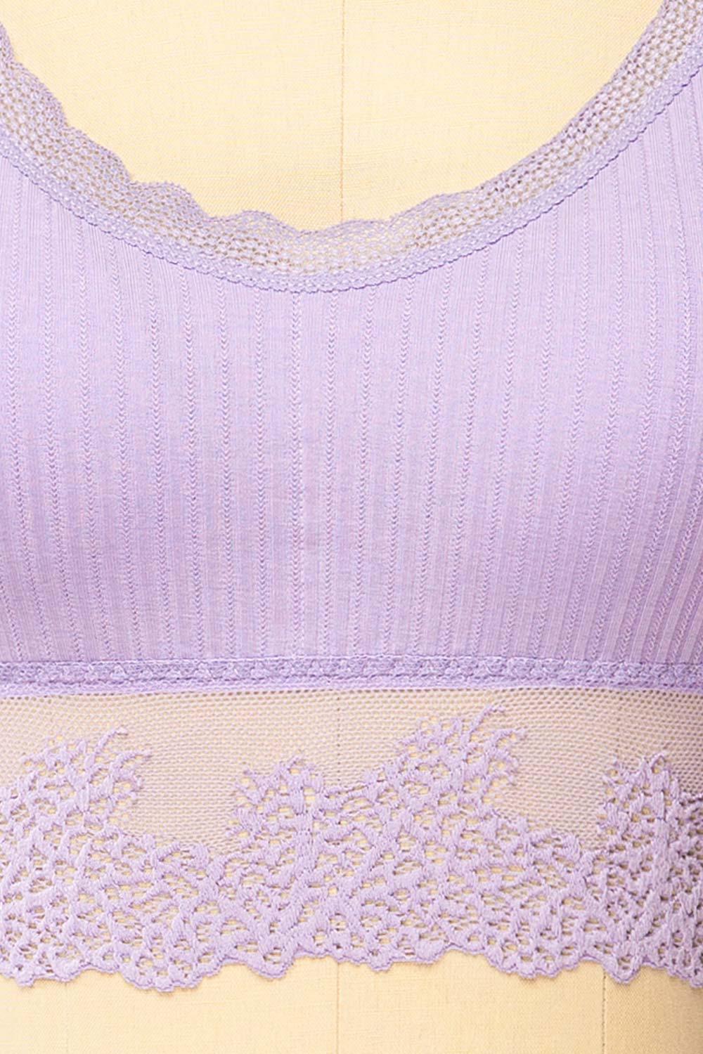 Neyla Lavender Ribbed Bralette w/ Lace Back | La petite garçonne fabric