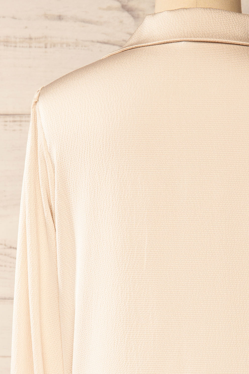 Niamey Ivory Waffled Satin Shirt | La petite garçonne back close-up