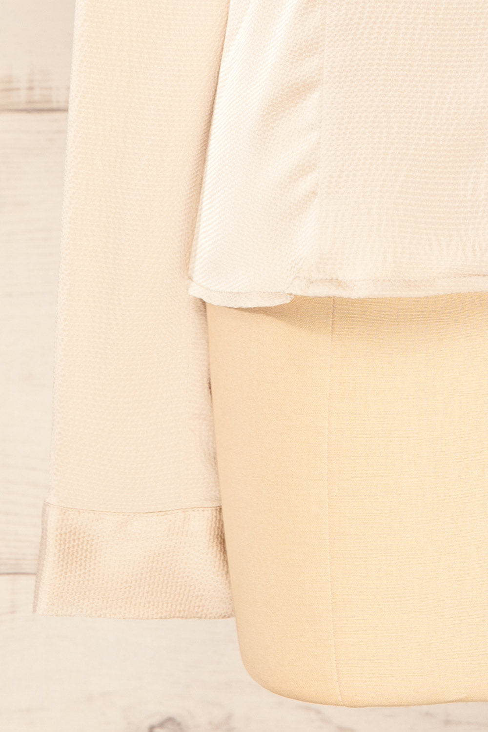 Niamey Ivory Waffled Satin Shirt | La petite garçonne sleeve