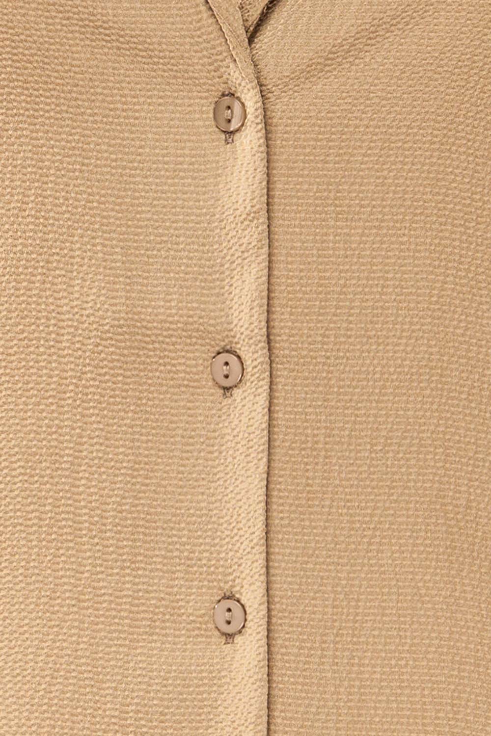 Niamey Taupe Waffled Satin Shirt | La petite garçonne fabric