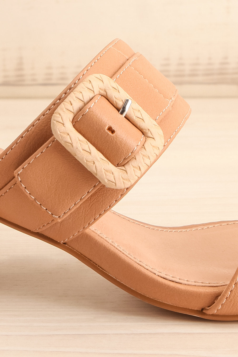 Nichola Brown Heeled Sandals | La petite garçonne side front close-up