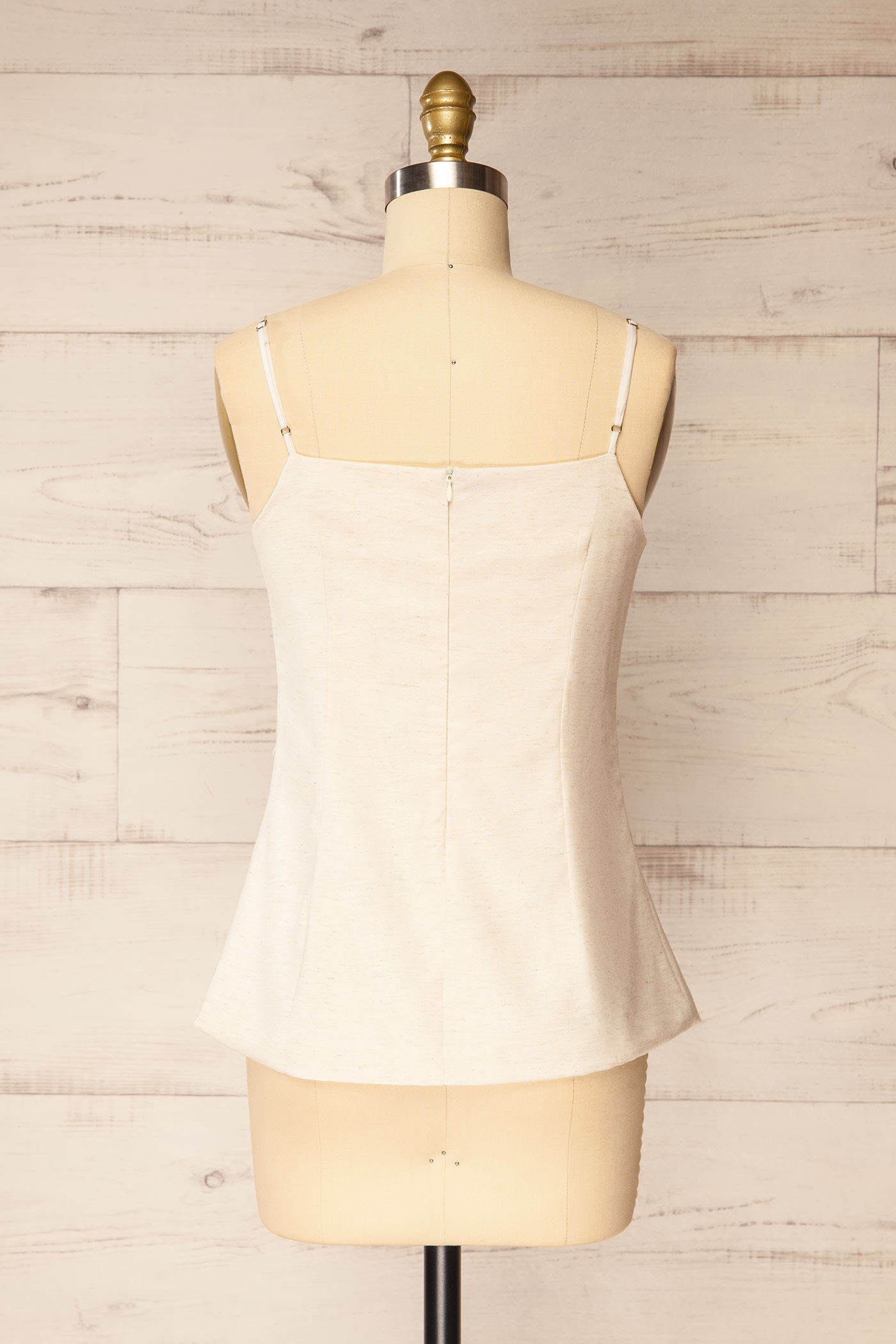 Backview of Nikkita beige Beaded Strap Square-Neck Camisole at la petite garçonne