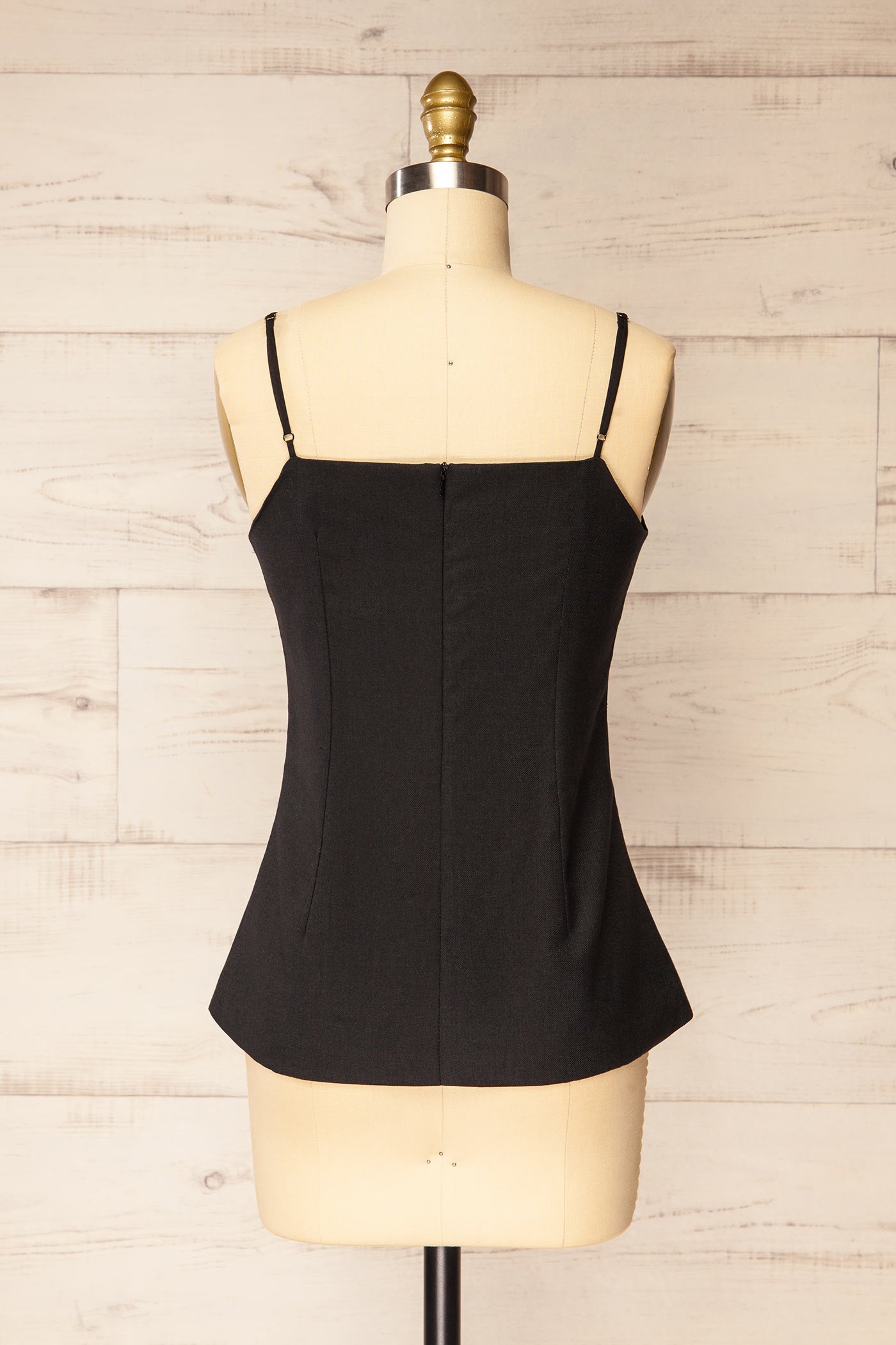 Backview of Nikkita Black | Beaded Strap Square-Neck Camisole at la petite garçonne