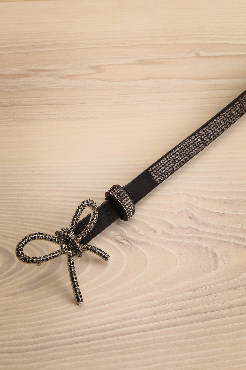 Nimbostatus Thin Belt with Crystals | La petite garçonne flat lay