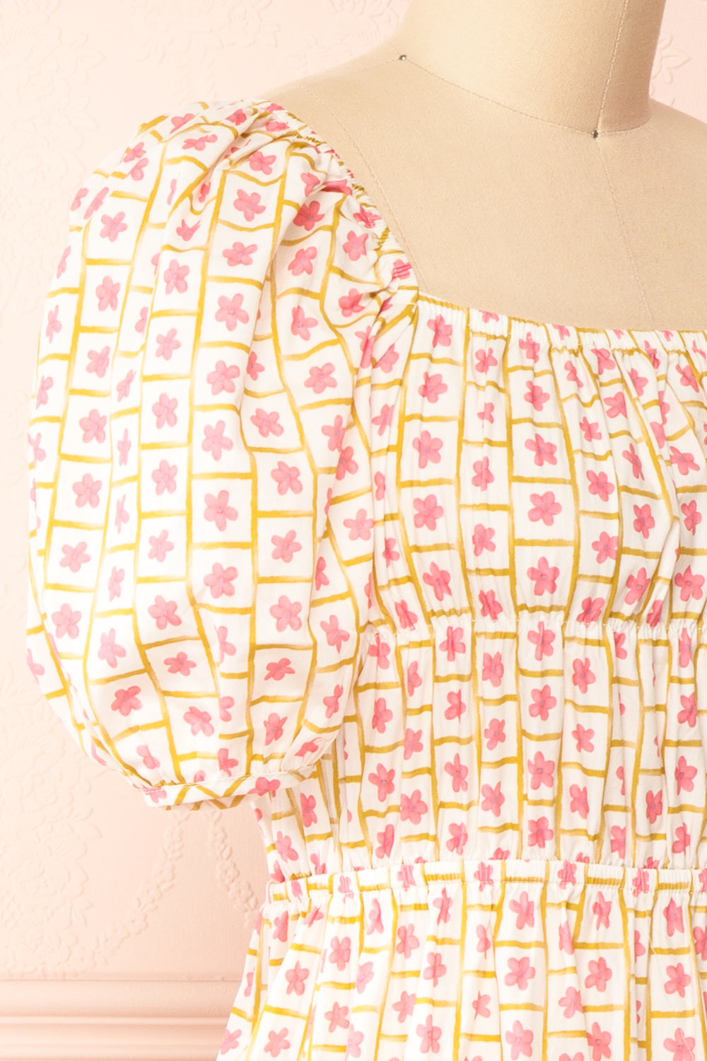 Nimue Floral A-Line Short Dress | Boutique 1861 side close-up