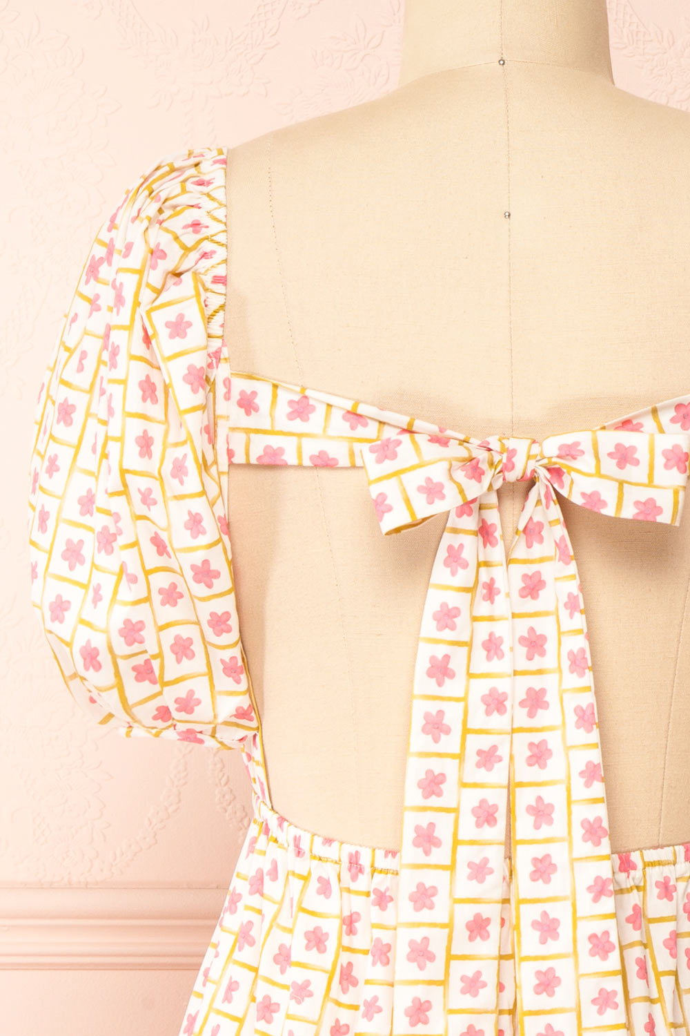 Nimue Floral A-Line Short Dress | Boutique 1861 back close-up