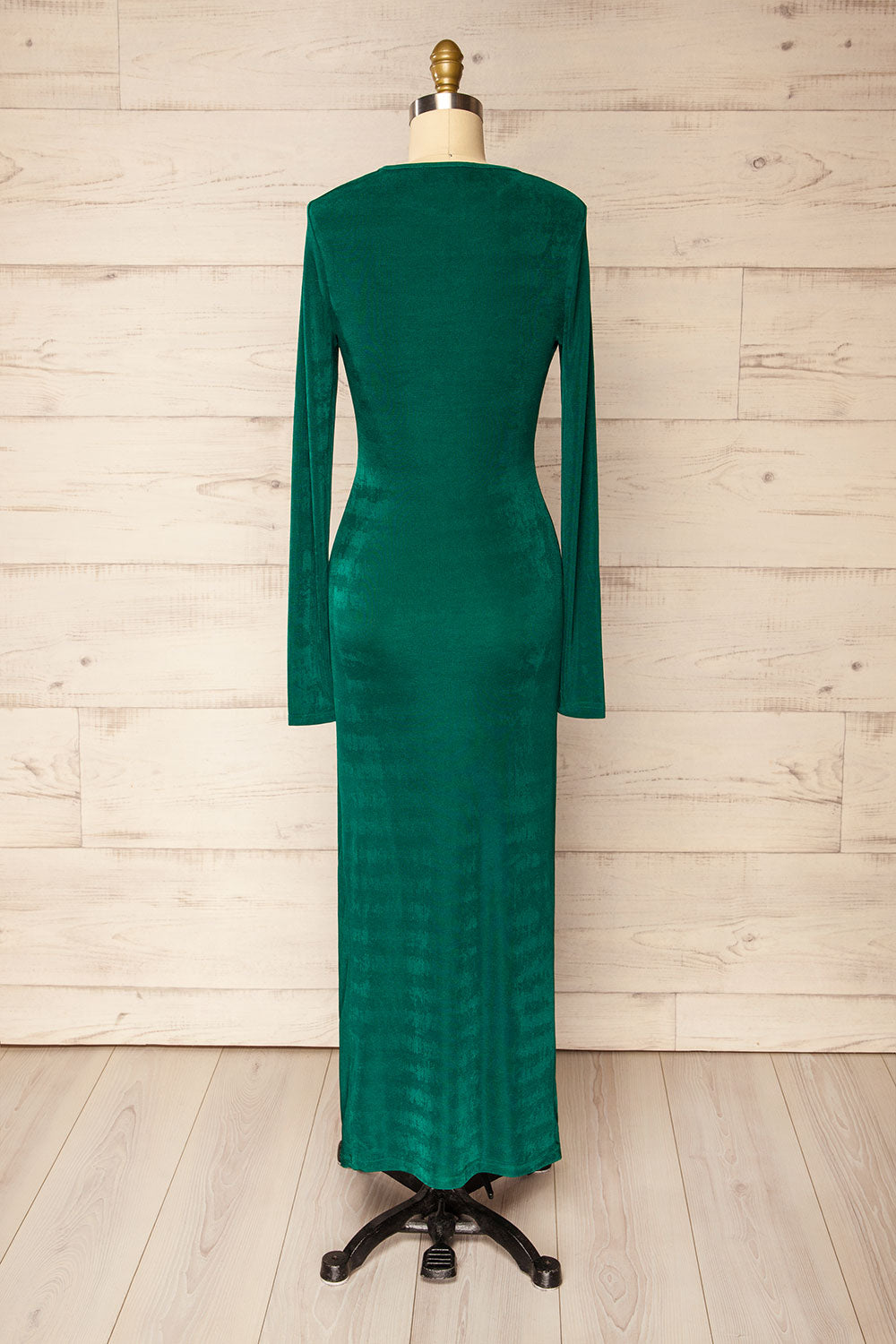 Nogent Green Long-Sleeved Dress w/ Slit | La petite garçonne back view