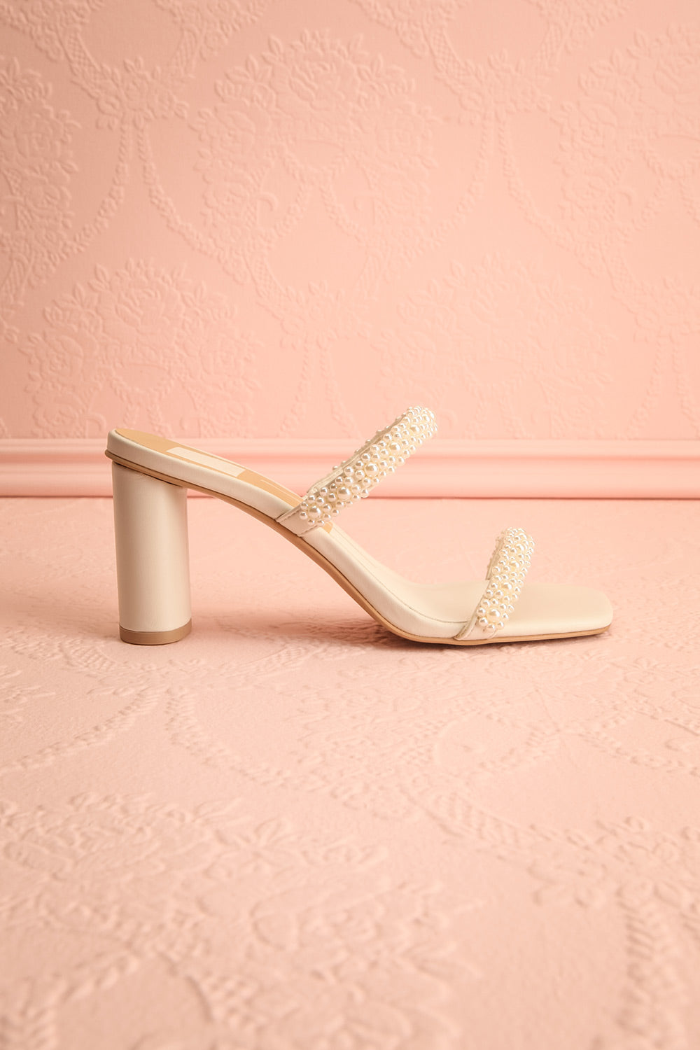 Nolah Ivory White Strappy Sandals with Pearls | Boudoir 1861 side view