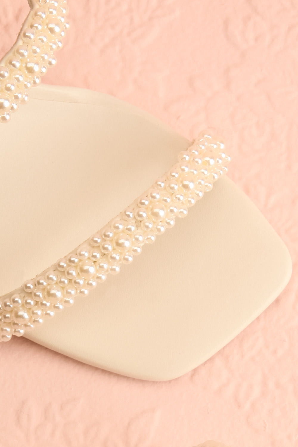 Nolah Ivory White Strappy Sandals with Pearls | Boudoir 1861 flat close-up