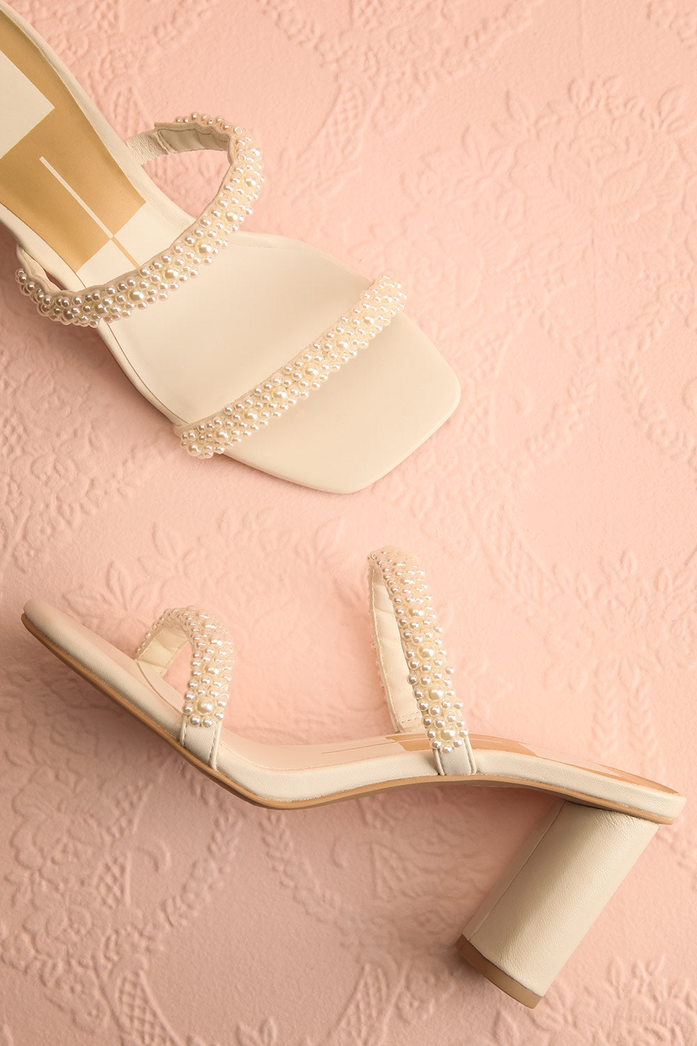 Nolah Ivory White Strappy Sandals with Pearls | Boudoir 1861 flat