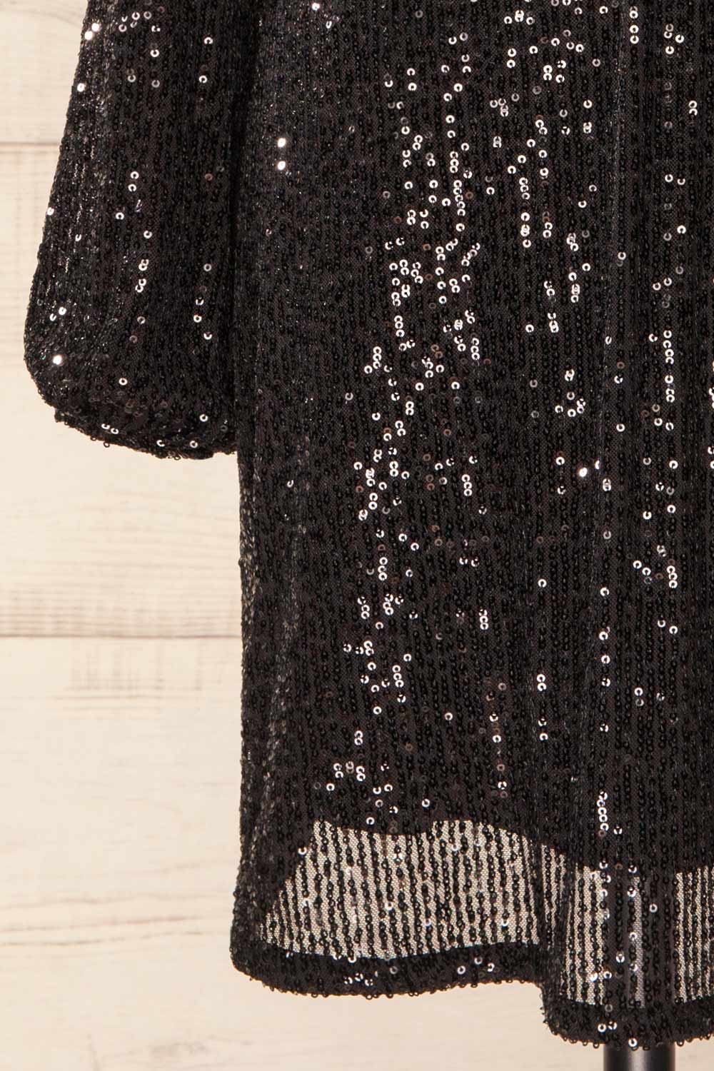 Northampton Long Sleeved Short Black Sequin Dress | La petite garçonne bottom