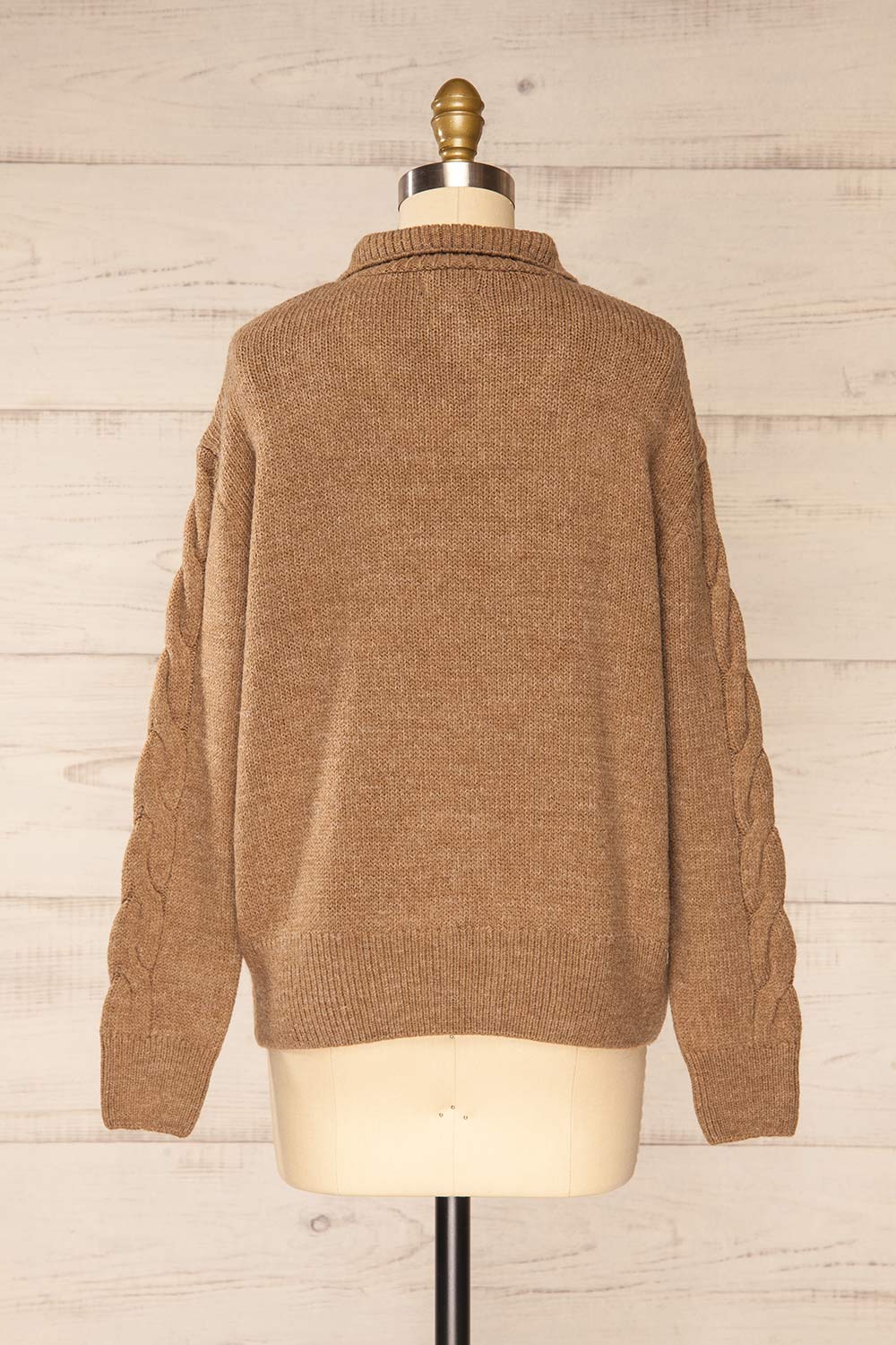 Nottingham Brown Quarter Zip Knit Sweater | La petite garçonne back view