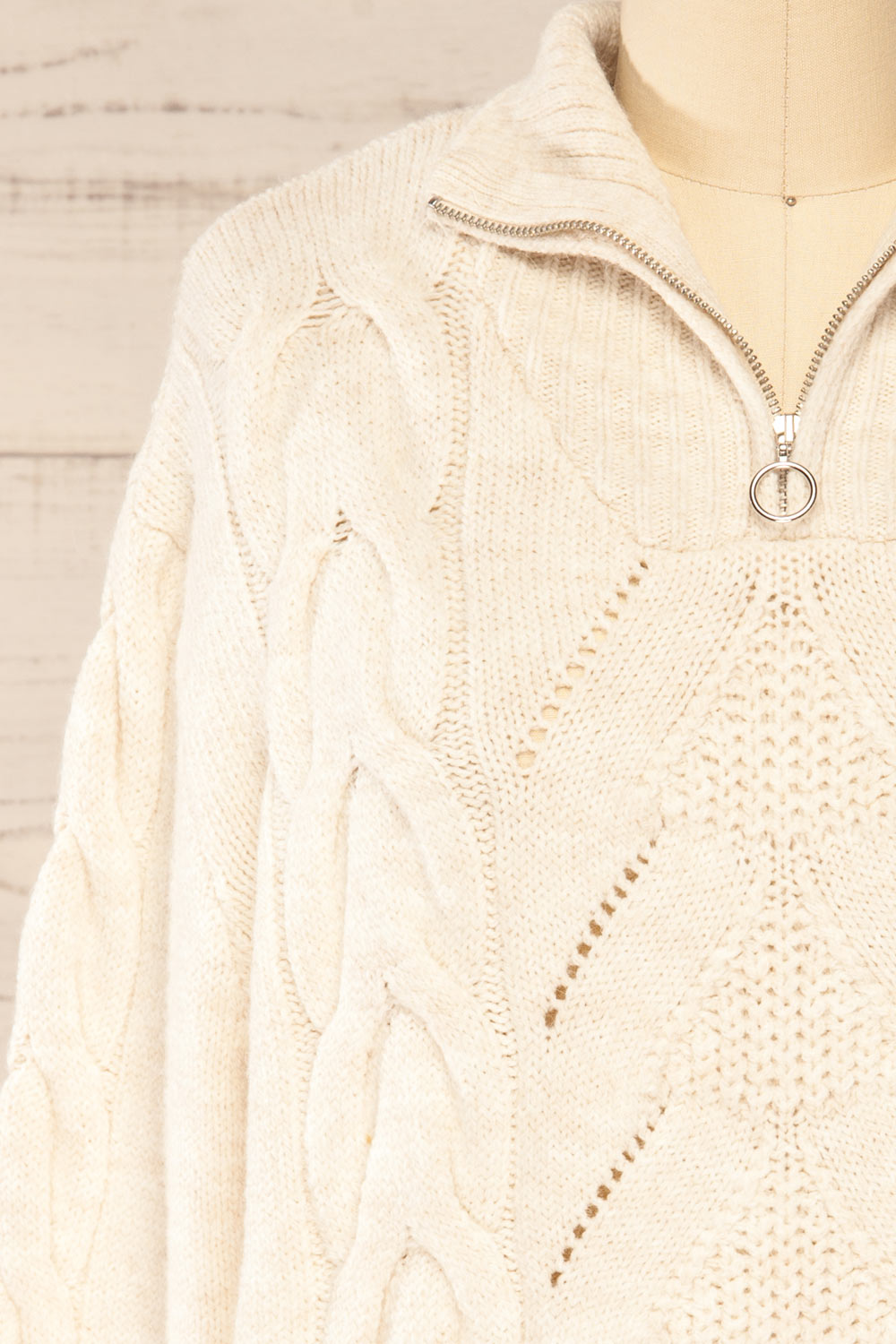 Nottingham Ivory Quarter Zip Knit Sweater | La petite garçonne front