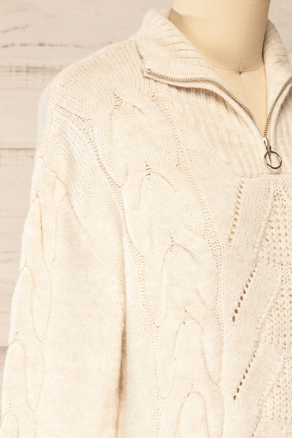 Nottingham Ivory Quarter Zip Knit Sweater | La petite garçonne side