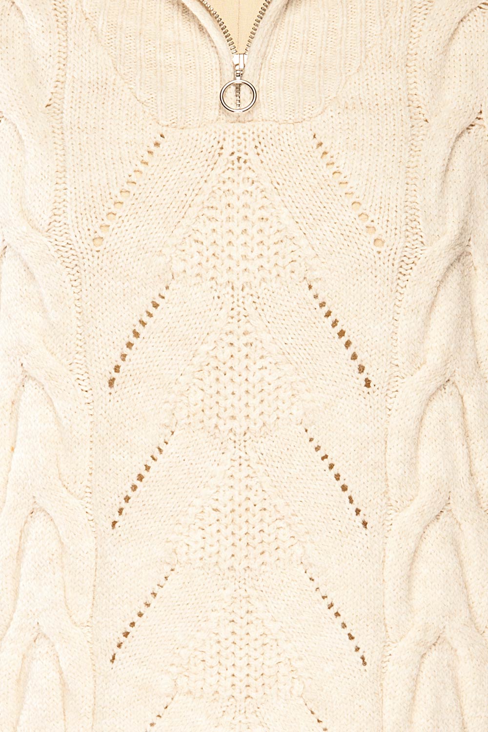 Nottingham Ivory Quarter Zip Knit Sweater | La petite garçonne fabric 