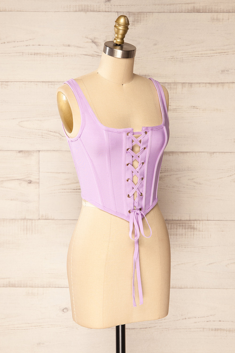 Noumea Lavender Lace-Up Corset Top | La petite garçonne side view