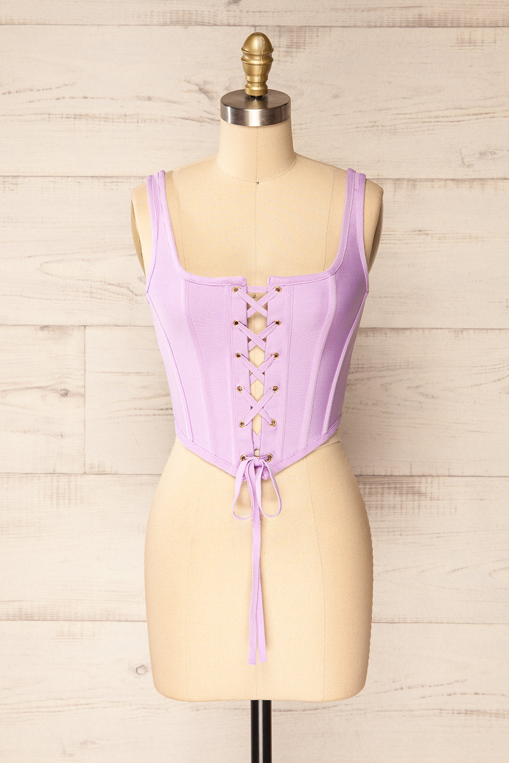 Noumea Lavender Lace-Up Corset Top | La petite garçonne front view