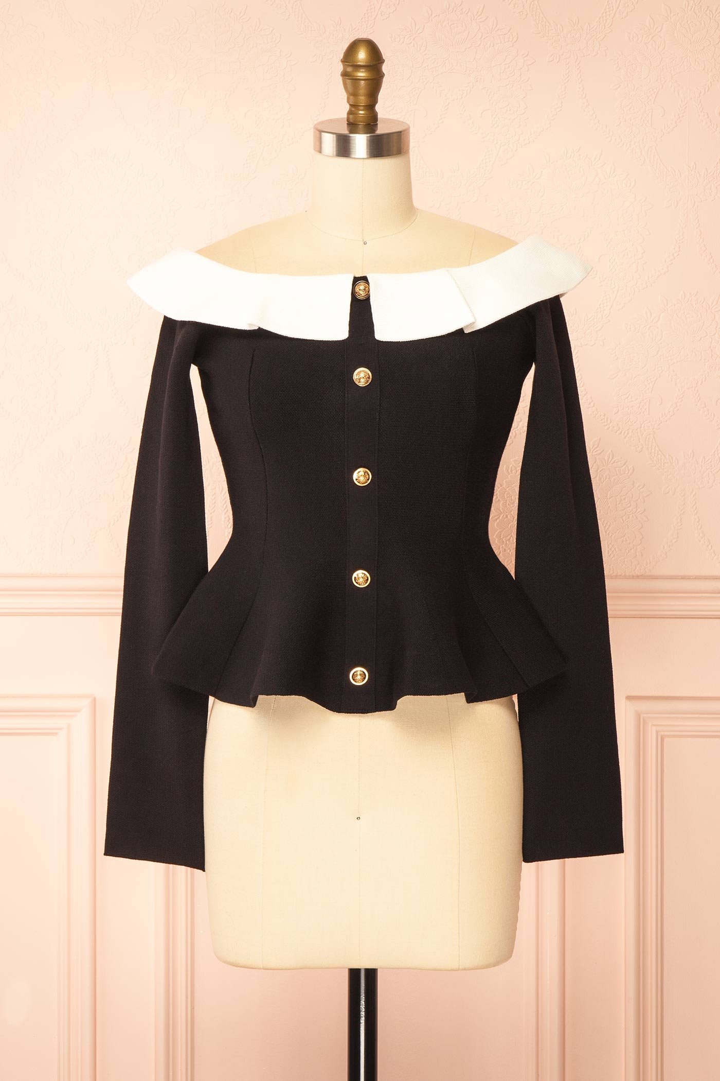 Nuuk Black Off-the-Shoulder Peplum Top | Boutique 1861