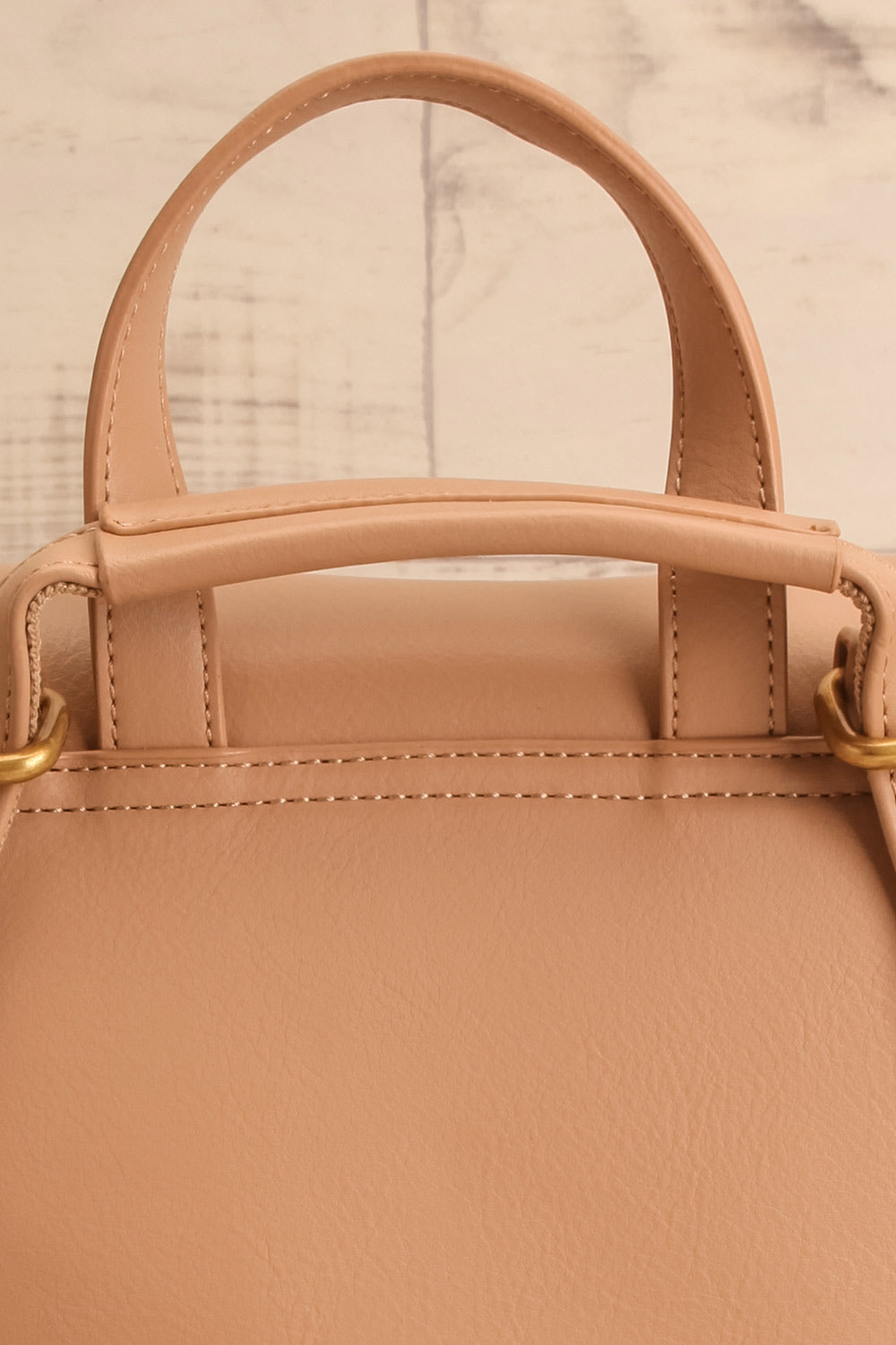 Nyhla Beige Vegan Leather Backpack | La petite garçonne back detail