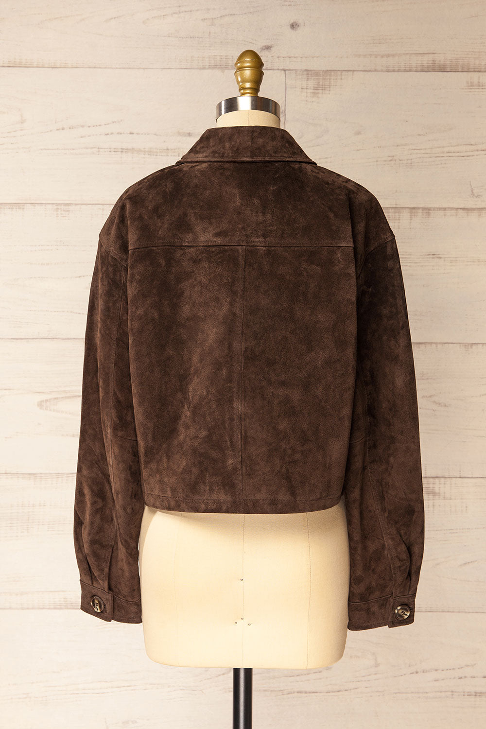 Oban Short Brown Suede Jacket | La petite garçonne back model