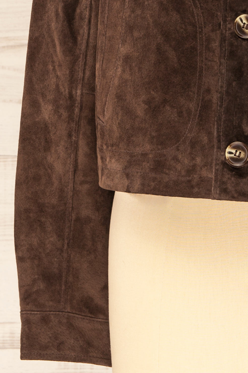 Oban Short Brown Suede Jacket | La petite garçonne sleeve