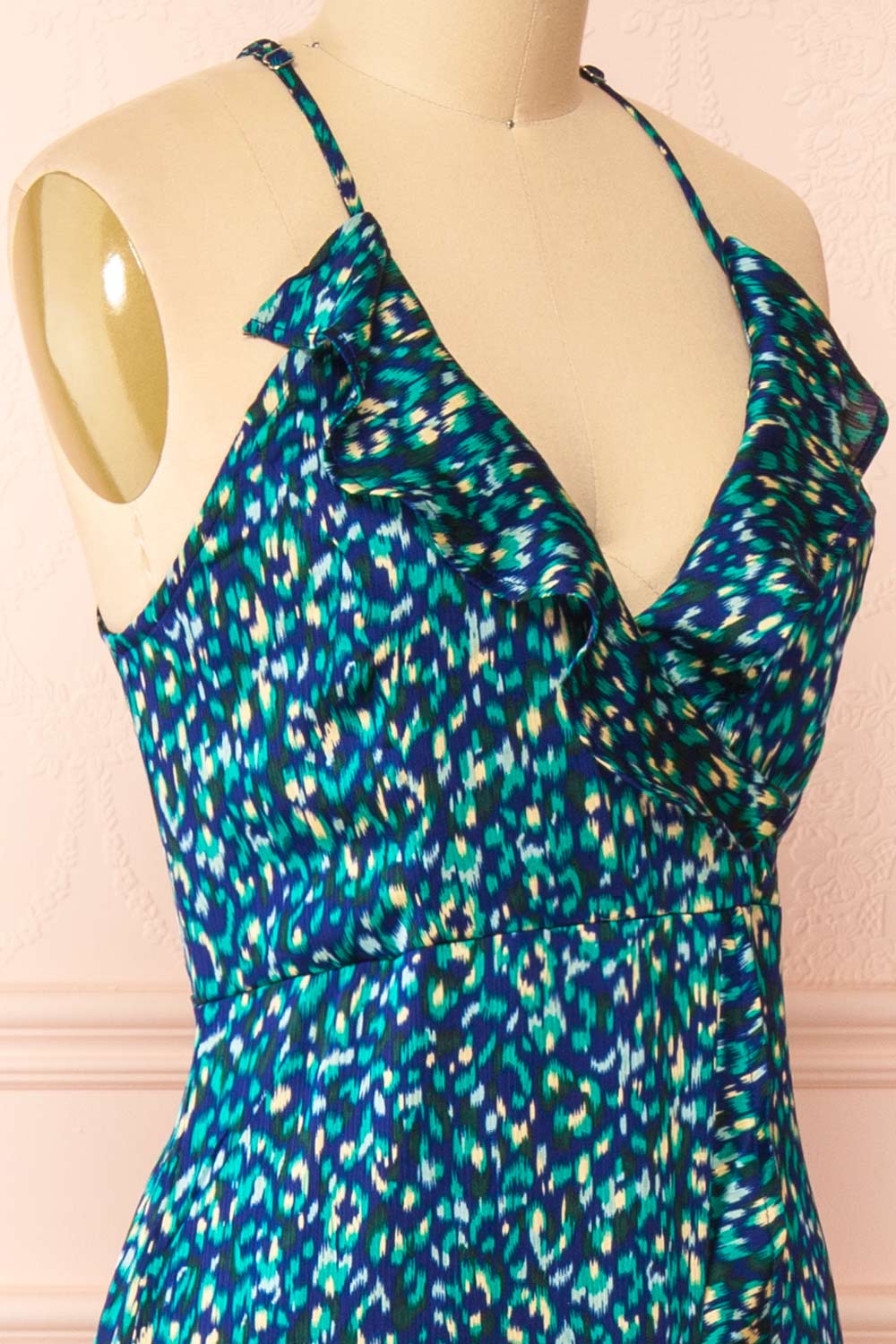 Odile Maxi Blue Pattern Dress w/ Laced Back | Boutique 1861 side