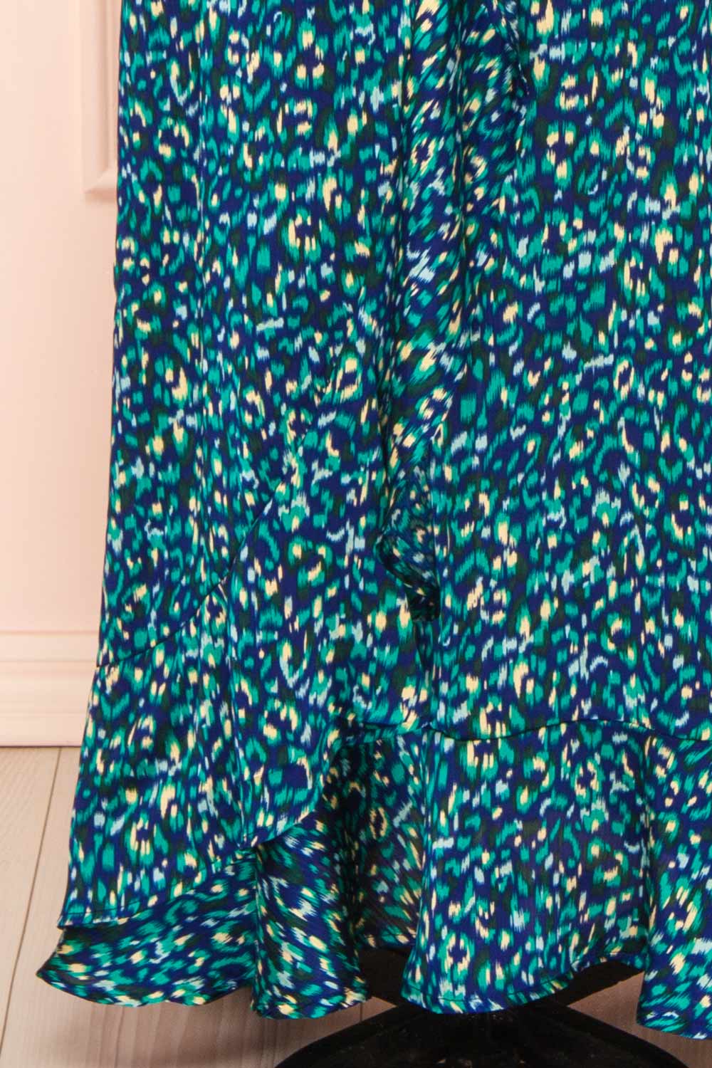 Odile Maxi Blue Pattern Dress w/ Laced Back | Boutique 1861  bottom