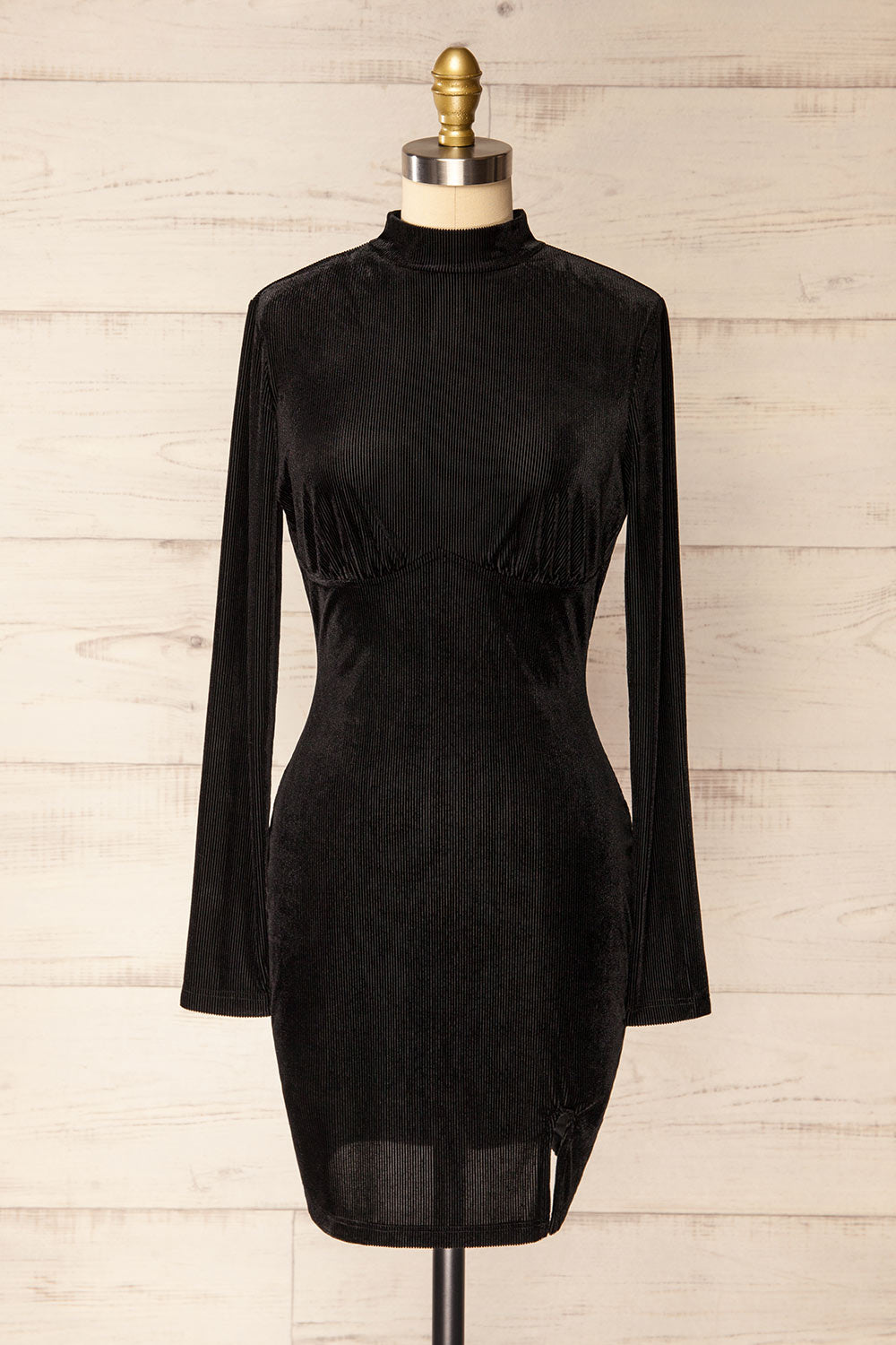 litle black dress Velvet Midi Dress in Black – She la la main image 1