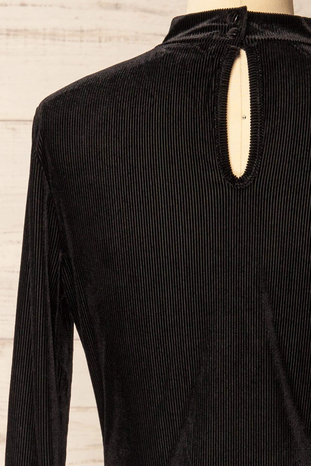 Olmeto Black Velvet Dress w/ High Collar | La petite garçonne back