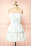 Operetta White Short Dress w/ Floral Pattern | Boutique 1861 front view