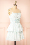 Operetta White Short Dress w/ Floral Pattern | Boutique 1861 side view