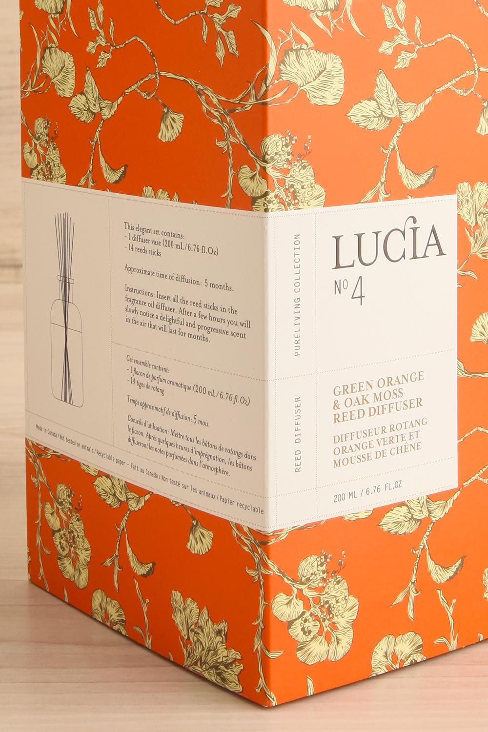 Green Orange and Oak Moss Reed Diffuser by Lucia | Maison garçonne box close-up