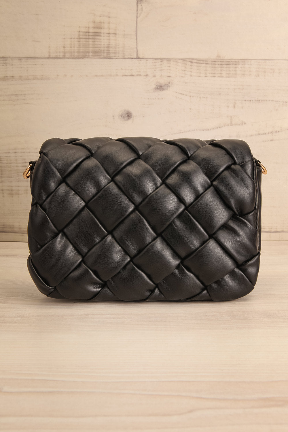 Orense Black Braided Crossbody Bag | La petite garçonne front view