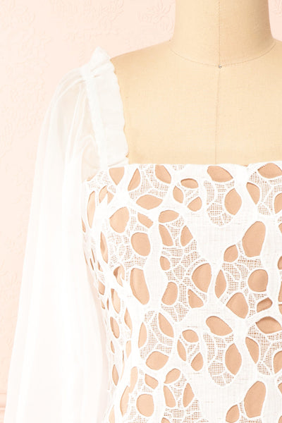 Oriane Short White Lacy Dress | Boutique 1861 front