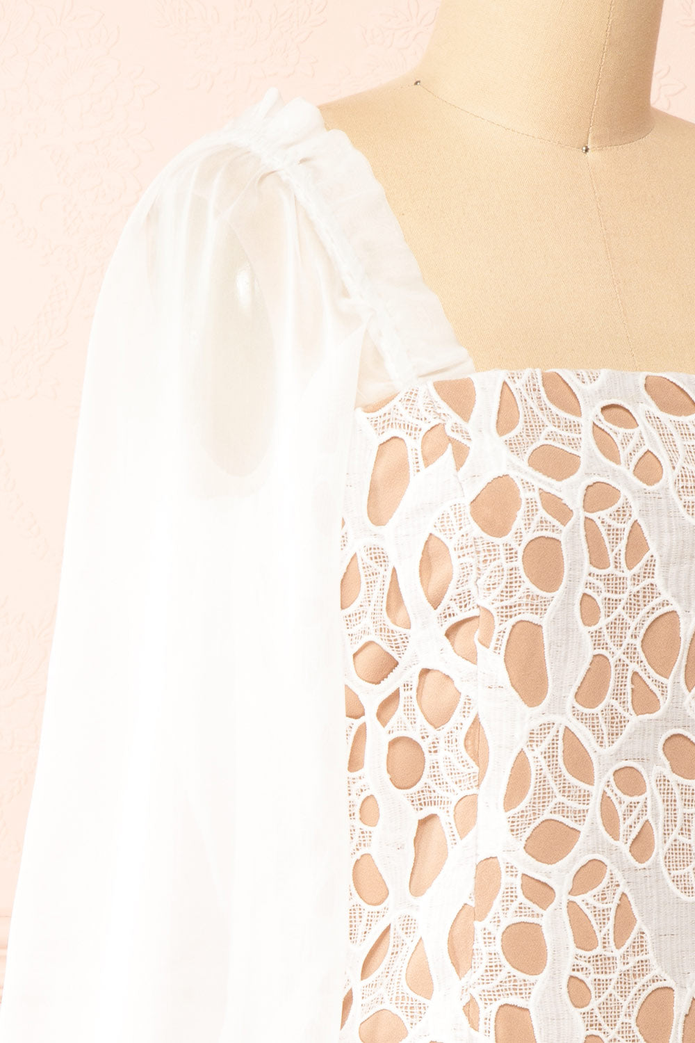 Oriane Short White Lacy Dress | Boutique 1861  side