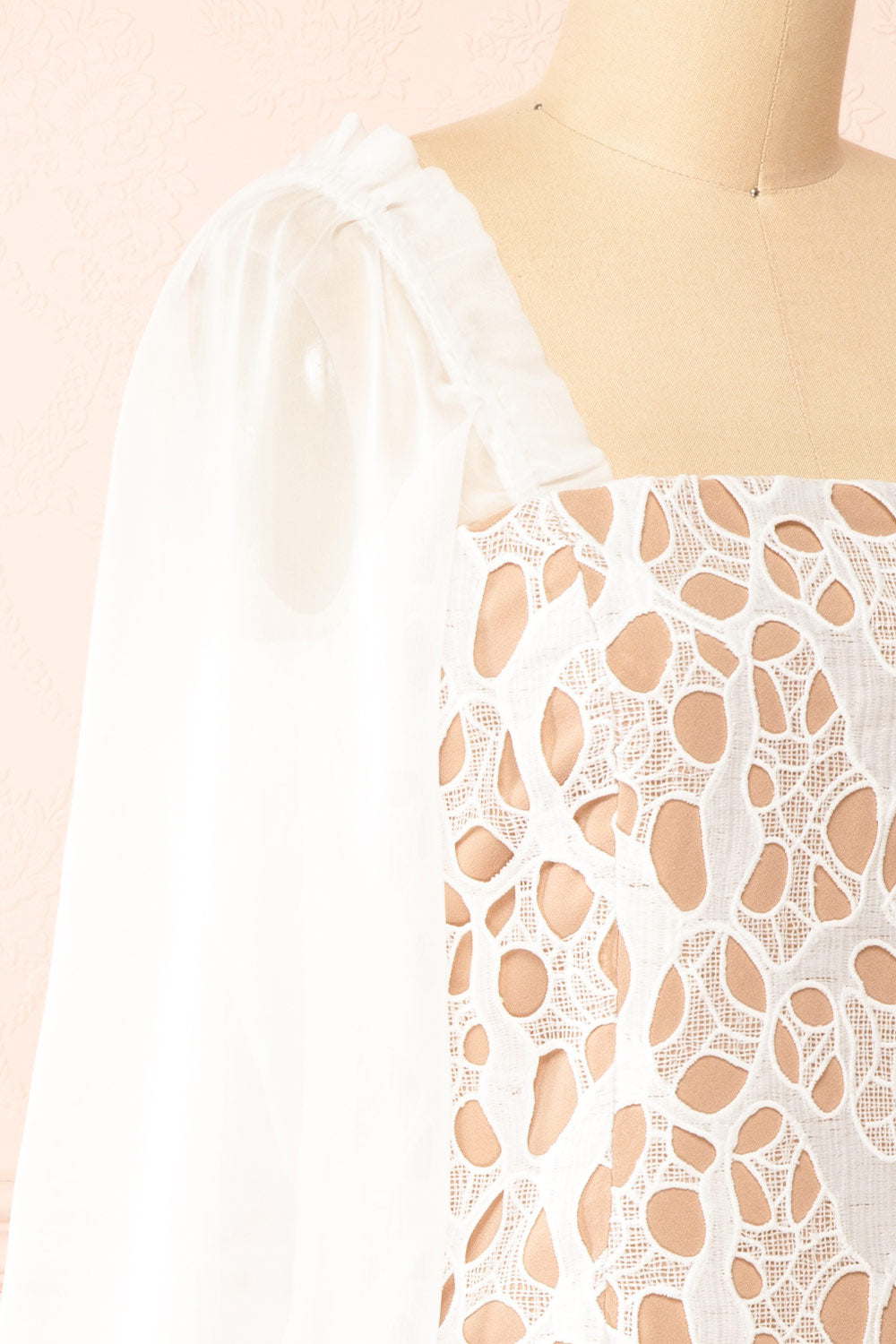 Oriane Short White Lacy Dress | Boutique 1861 side