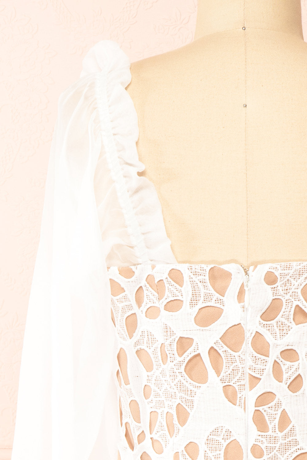 Oriane Short White Lacy Dress | Boutique 1861  back 