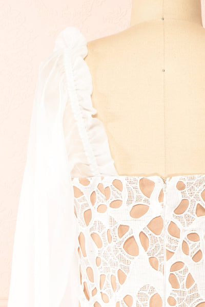 Oriane Short White Lacy Dress | Boutique 1861  back