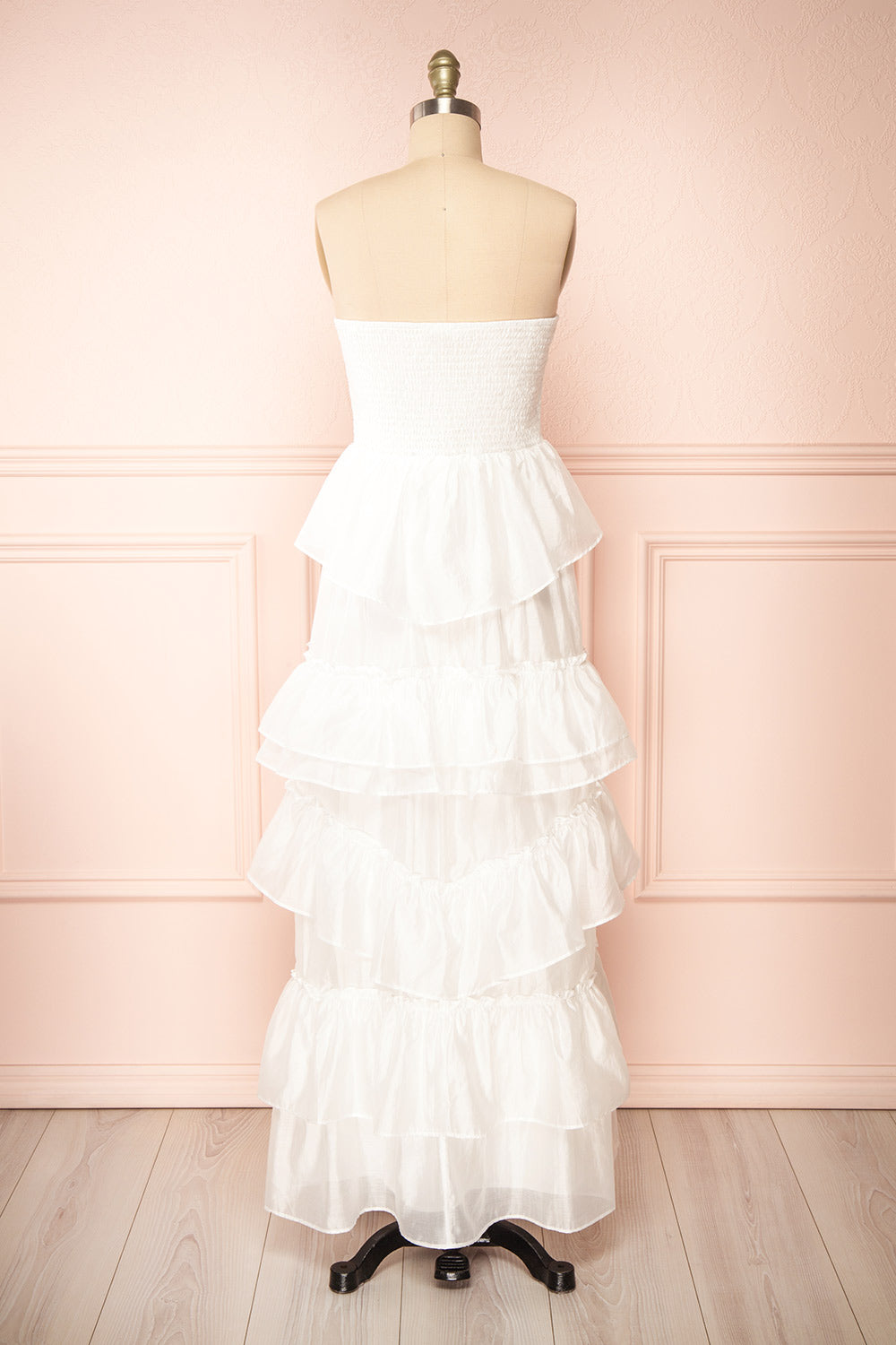 Orlaith | White Layered Maxi Dress w/ Ruffles