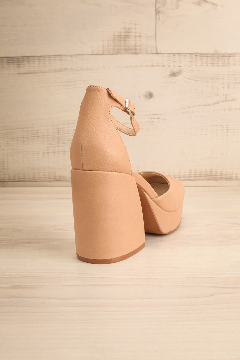 Oslaux Beige High-Heeled Platform Shoes | La petite garçonne back view