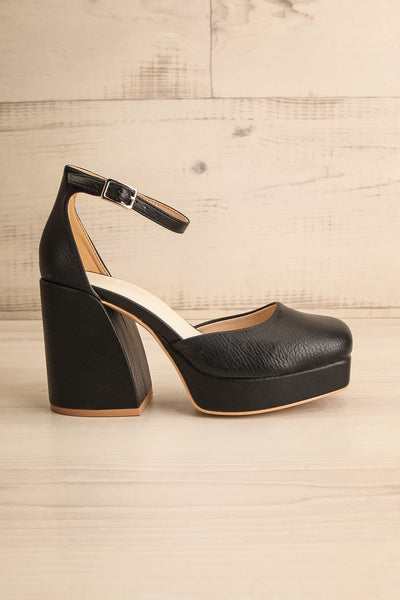 Oslaux Black High-Heeled Platform Shoes | La petite garçonne side view